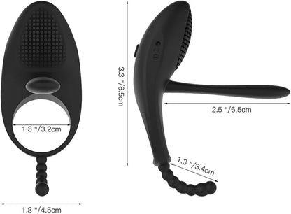 Vibrating Cock Ring with Tongue Stimulator Raised Nodules Anal Beads for Couple Play Utimi Penis Ring Wearable Vibrator 7 Modes