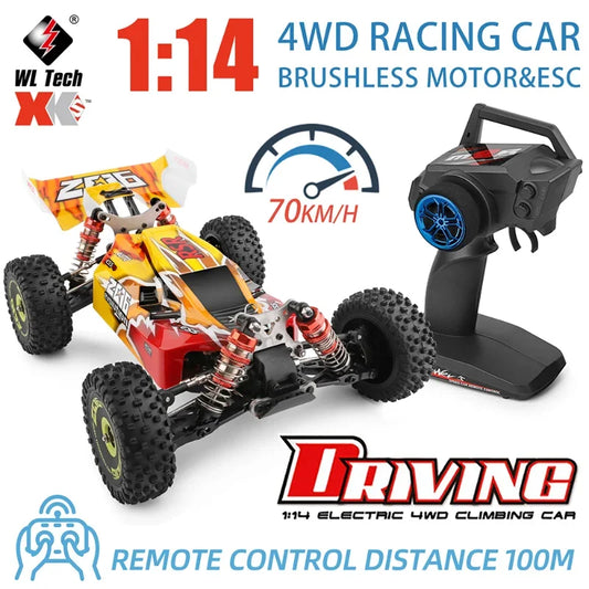 WLtoys 144010 1/14 RC Car 75KM/H High Speed Off-Road 2.4G Brushless 4WD Electric RC Drift Toys for Children Racing