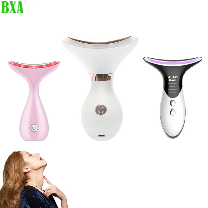 3 In 1 Facial Massager EMS Micro Current Facial and Neck Beauty LED Photon Therapy Skin Firming Reduce Double Chin Anti-wrinkle