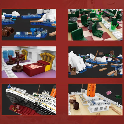 2882Pcs MOC Micro Titanic Large RMS Cruise Boat Movie Steamship Model Building Blocks Mini Figures Bricks Toys for Kids