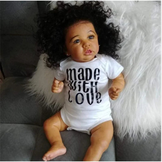 55cm 21inch Full Body Silicone Reborn Baby Doll Black Skin Finished Baby Realistic Newborn Dolls Gift Reborn Baby Girl Boy Doll