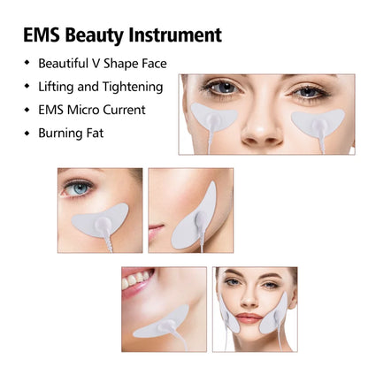 V-Face Electric Slimming Facial Massager Trainer Jaw Exerciser Skin Lift EMS Face Pulse Muscle Stimulator With Electrode Pads