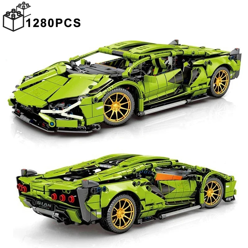 1280PCS Technical 1:14 MOC Sports Car Building Blocks MOC City Speed Vehicle Assemble Bricks Toys for Kids Boys