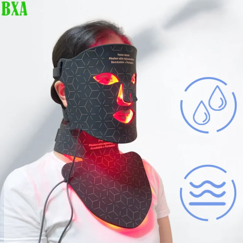 New 4 Colors LED Beauty Facial Neck Mask Infrared Photon Therapy Skin Rejuvenation Anti Acne Wrinkle Removal PDT Face Spa Masks