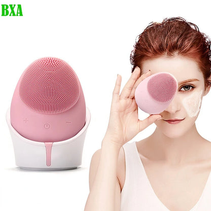 Ultrasonic Silicone Face Cleansing Brush Electric Wireless Charger Waterproof Facial Cleansing Instrument Massage Relaxation