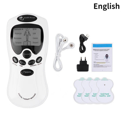 Multilingual 8 Mode Electric EMS Tens Muscle Stimulator EMS Acupuncture Face Body Massager Digital Therapy Herald Massage Tool