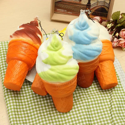 1pcs New Ice Cream Cone 17cm Slow Rising Soft Collection Decor Gift Phone Bag Strap Pendant Squishy Jumbo Toy Accessories Random