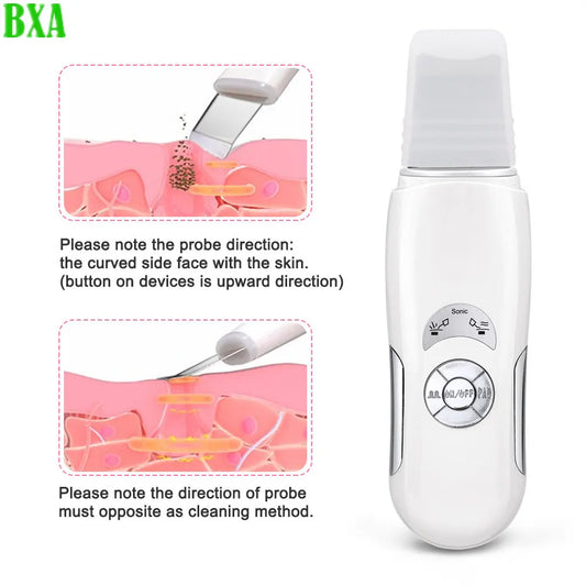 Electric New EMS Ultrasonic Facial Skin Scrubber Peeling Shovel Face Cleaning Facial Pore Cleaner Facial Lifting Skin Care