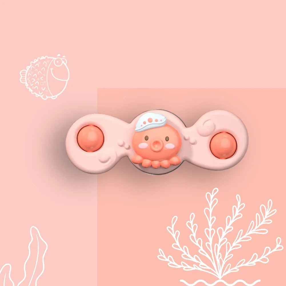 1pcs Cartoon Rotating Sucker Toy Baby Toys for 0-36 Months Finger Spinner Toys Baby Pools Water Fun Games Bath Toys for Children