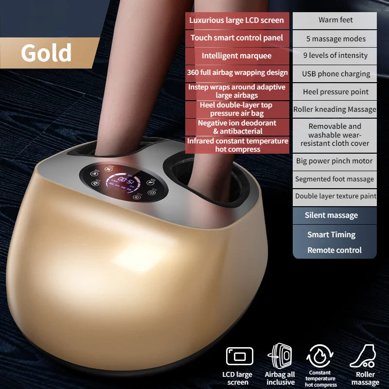 NEW 6D Electric Foot Massager Infrared Heating Therapy Shiatsu Massage Air Pressure Remote Control Fatigue Relief Gift