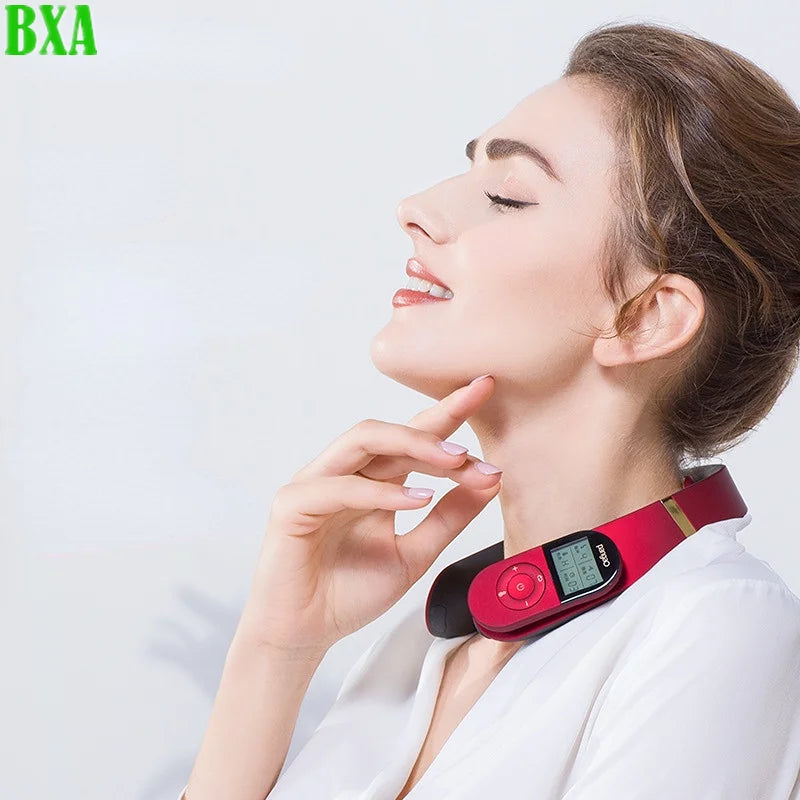 Pangao B19 Cervical Neck Massage Traction Device Back Posture Vibrating Massager Tools Electric Body Pulse Massage Hot Compress