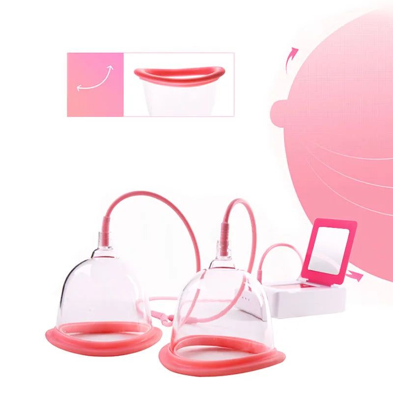 Breast Massager 2 Cup Body Shaping Vacuum Cupping Massager Therapy with Breast Enlargement Pump Massage Cup & Cellulite Remover