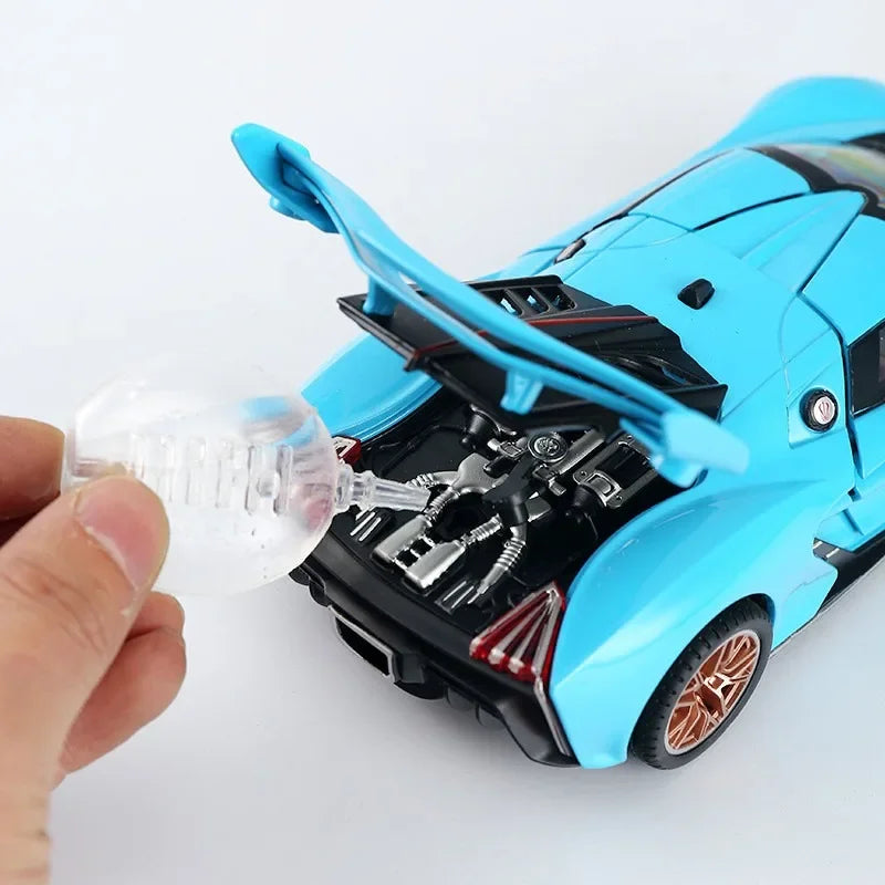 1/24 Diecasts Simulation HongQi S9 Model Sport Car Cool Toy Exhaust Effects One Key Open DoorKids Toys Spray Light Alloy Body