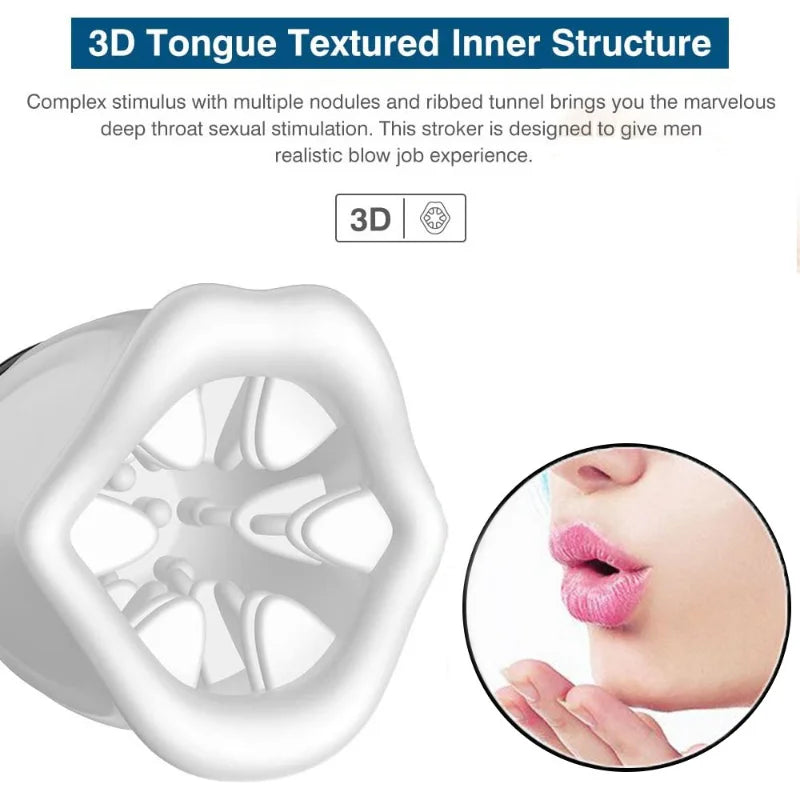 1PCS Powerful Strong Clip Oral Suction Blowjob Sex Machine Soft Silicone 360°Rotating Male Oral Sex Masturbator Toy For Men