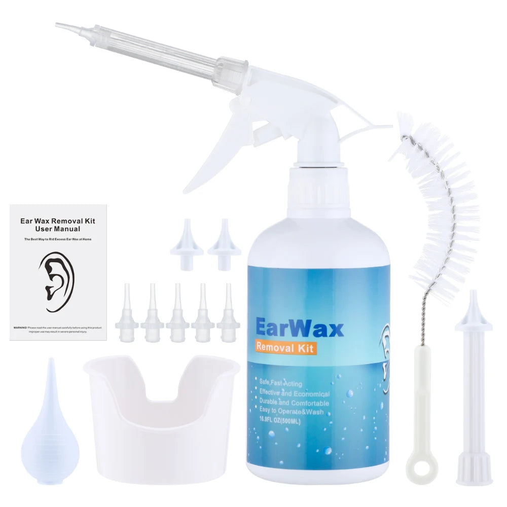 500/300ml Adult children's Ear Cleaning set Spiral ear wax removal plastic water irrigation bottle Ear Care wash Safe squeeze