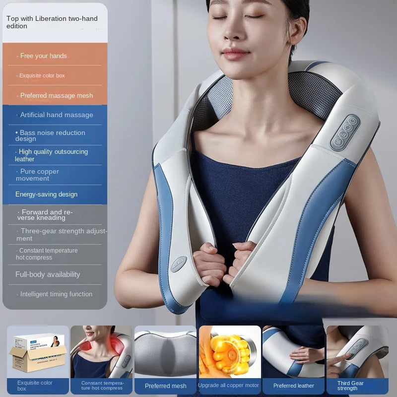 New Electric Cervical Spine Massage Shawl Body Dredge Massage Shawl Constant Temperature Hot Compress Hand Pull Shoulder