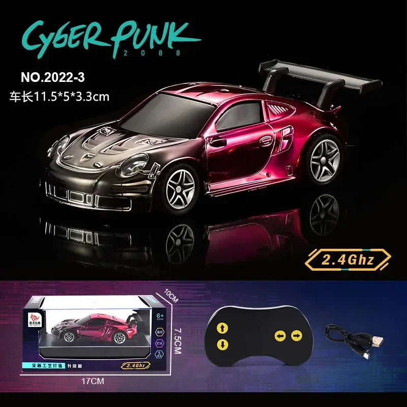 2.4G 4WD 1/43 Super Mini RC Car Electric Vehicle Model Kids Drift Toys Gold-plated Racing Light Pocket Remote Control Car