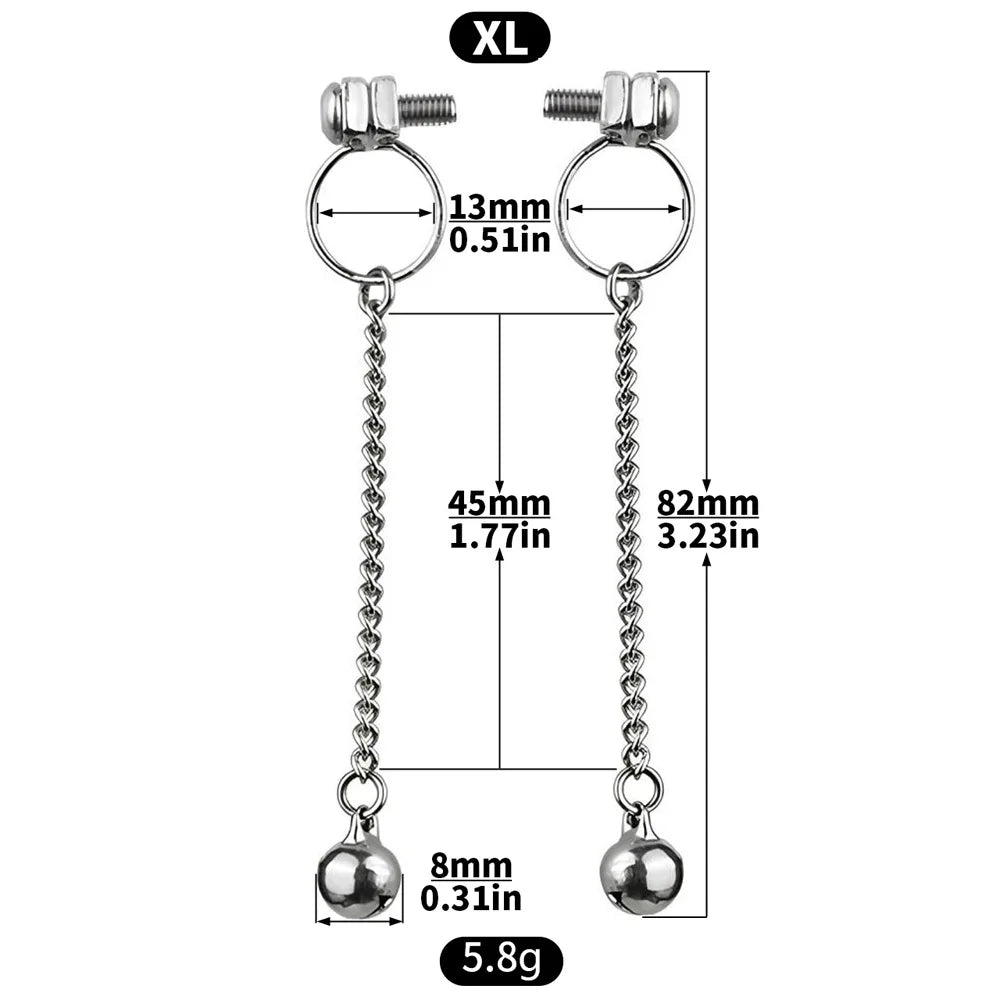 A pair Stainless Steel Sex Bell Breast Clip for Men Women Nipple Clip with Chain for Husband Wife Sex Breast Tip Stimulation Toy