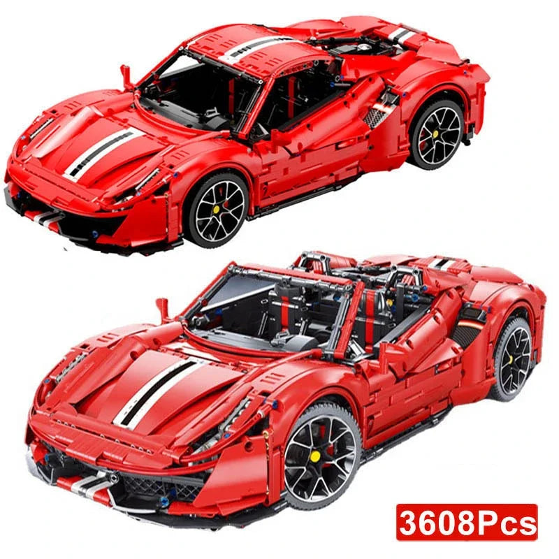 3608Pcs Technical 1:8 488 Super Racing Car Model Building Blocks City for Children Adult Gift Speed Sport Vehicle Bricks MOC Toy