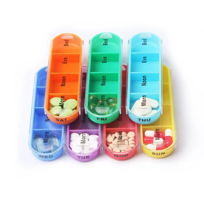 1PC 7 Days A Week Pill Box 28 Squares Pill Organizer Plastic Medicine Storage Moisture-proof Pill Box for Family Travel