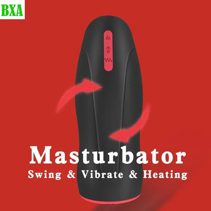 Soft Silicone Oral Sex Blowjob Sex Deep Throat Rolling&Rotating Male Masturbator Heating Shaking Glans Exerciser for Men