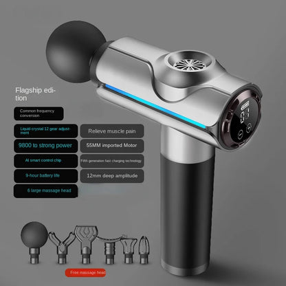 20 Gears Electric Massage Gun With 6 Heads Aluminium Alloy Lightweight Deep Muscle Massager Powerful Motor For Home Gym