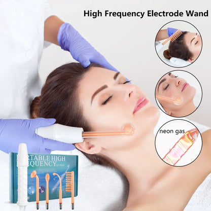 Wrinkle Removal Acne Skin Beauty Spa Hair Massager High Frequency Facial Machine Electrotherapy Wand Glass Tube Neon Anti Aging