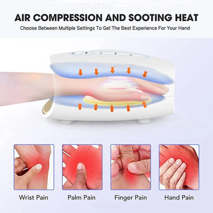 Electric Hand Massager Air Pressure Heat Compresses Heating Palm Finger Acupoint Massage Device For Pain Relief  Women Girl Gift