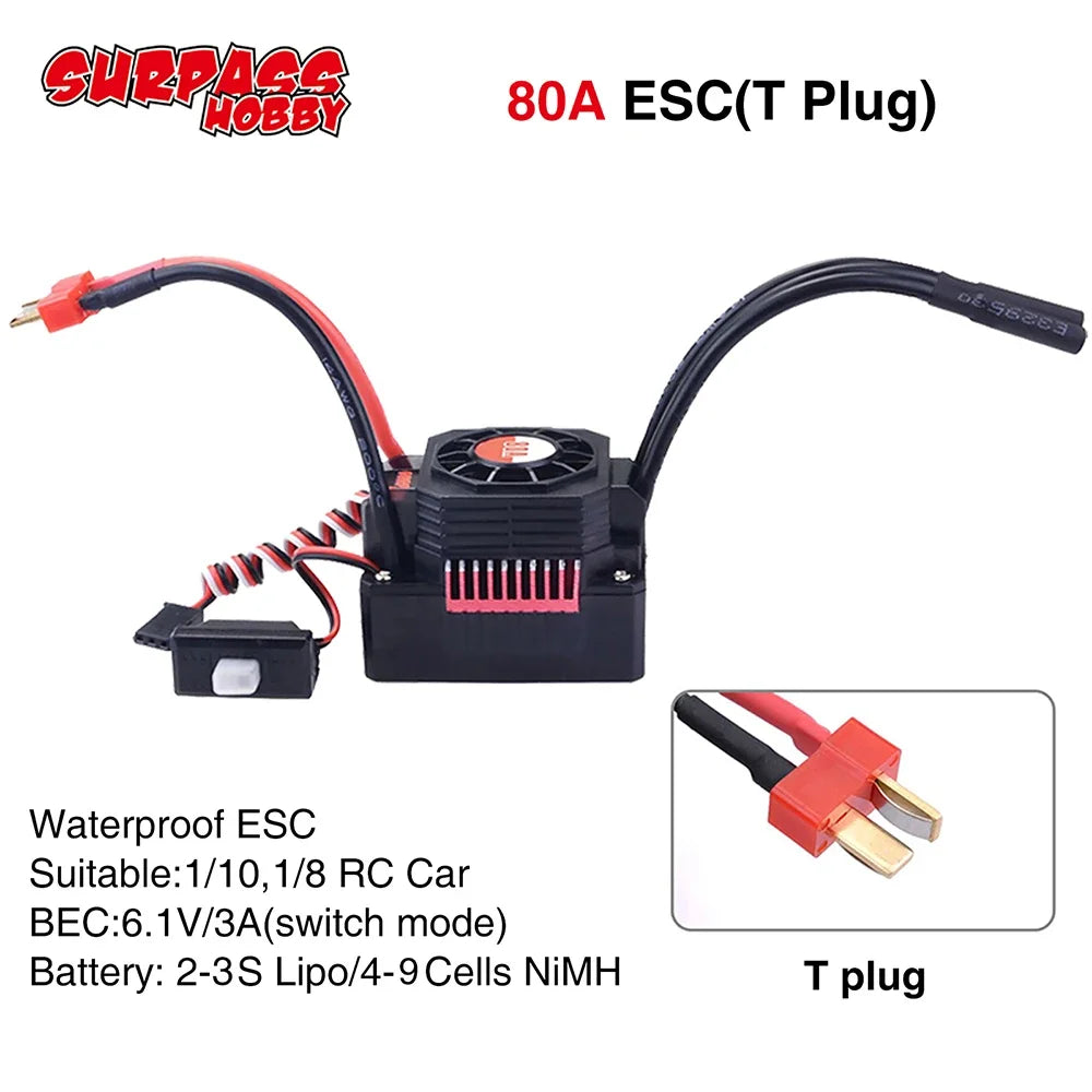 SURPASSHOBBY ESC 150A 80A 120A 25A 35A 45A 60A Waterproof for 1/8 1/10 1/12 RC Car Brushless Motor