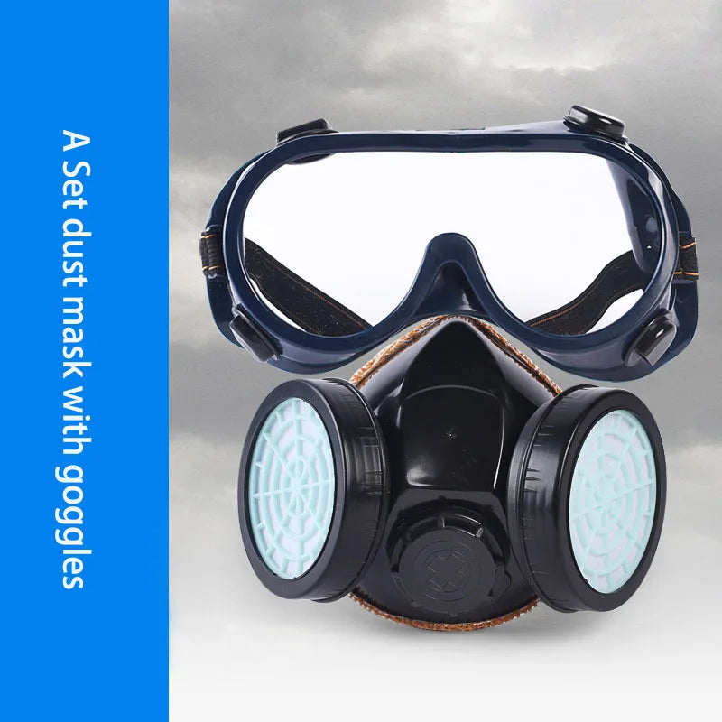 BXA Dustproof Gas Mask Half Face Mask Safety Organic Chemical Anti Dust Filters with PC Goggles PM2.5 Breathing Respirator Mask