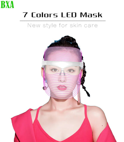 BXA LED Light Therapy Facial Mask 7 Colors Photon Anti-Aging Anti Wrinkle Rejuvenation Wireless Face Mask Skin Care Beatuy