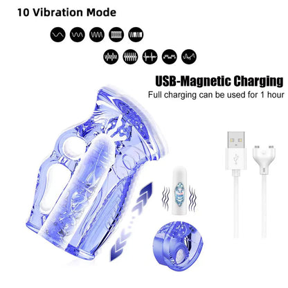 10-Speeds Wireless Remote Control Hand Glue Trainer Men's Masturbation Exercise Airplane Cup Particles Pussy Stimulate Sex Toys