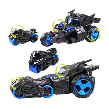 2 Alloy Catapult Racing Car 1:32 Music Sound Light Electric Car Motorcycle 2 To 1 Deformation Toy High Speed Battle Toys for Boy