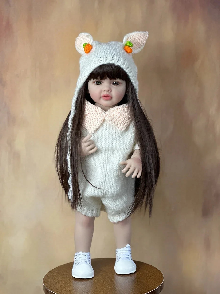 55CM Reborn Dolls 22Inch Baby Lifelike Realistic Stand Girl Doll Kit Full Soft Silicone Body Toddler Birthday Gift