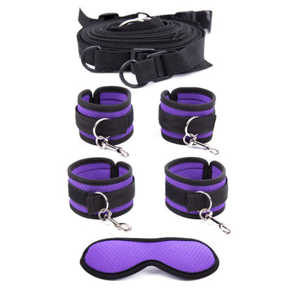 Wet Purple Bondage Enthusiast Love Set Handcuffs + Ankle Cuffs + Blindfolds Adult Game Erotic Product Sex Toys for Women Couple