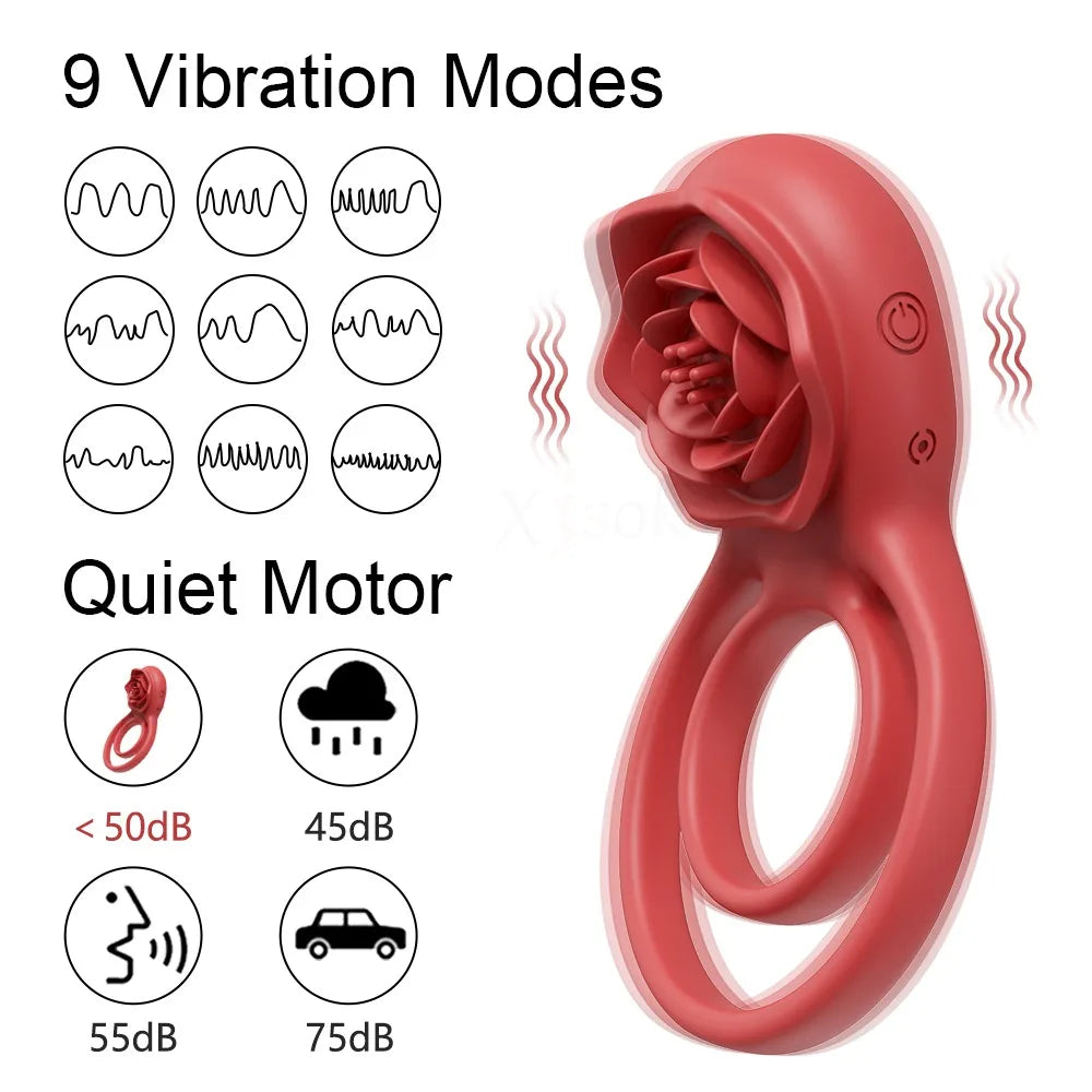 Wireless Remote Control Penis Rings Delay Ejaculation Sex Toys for Male Cock Rings Rose Toy Cock Ring Vibrator for Men and Woman