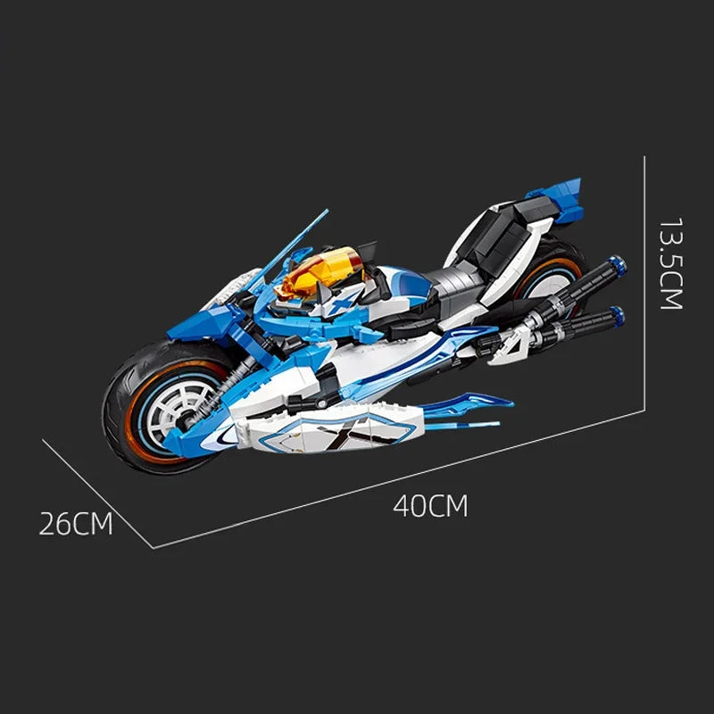 Technical 1230Pcs Locomotive Motorcycle Racing Car Model Building Blocks City Punk Kids Gift Motorbike Speed Vehicle Bricks Toys