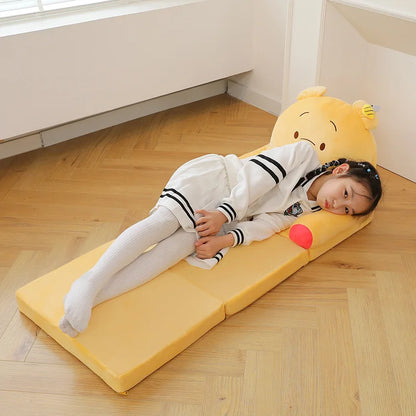 150cm Cute Cartoon Strawberry Bear Lazy Foldable 3-Layer Sofa Can Be Dismantled Washed Plush for Kids Girls Gifts Travel Tatami