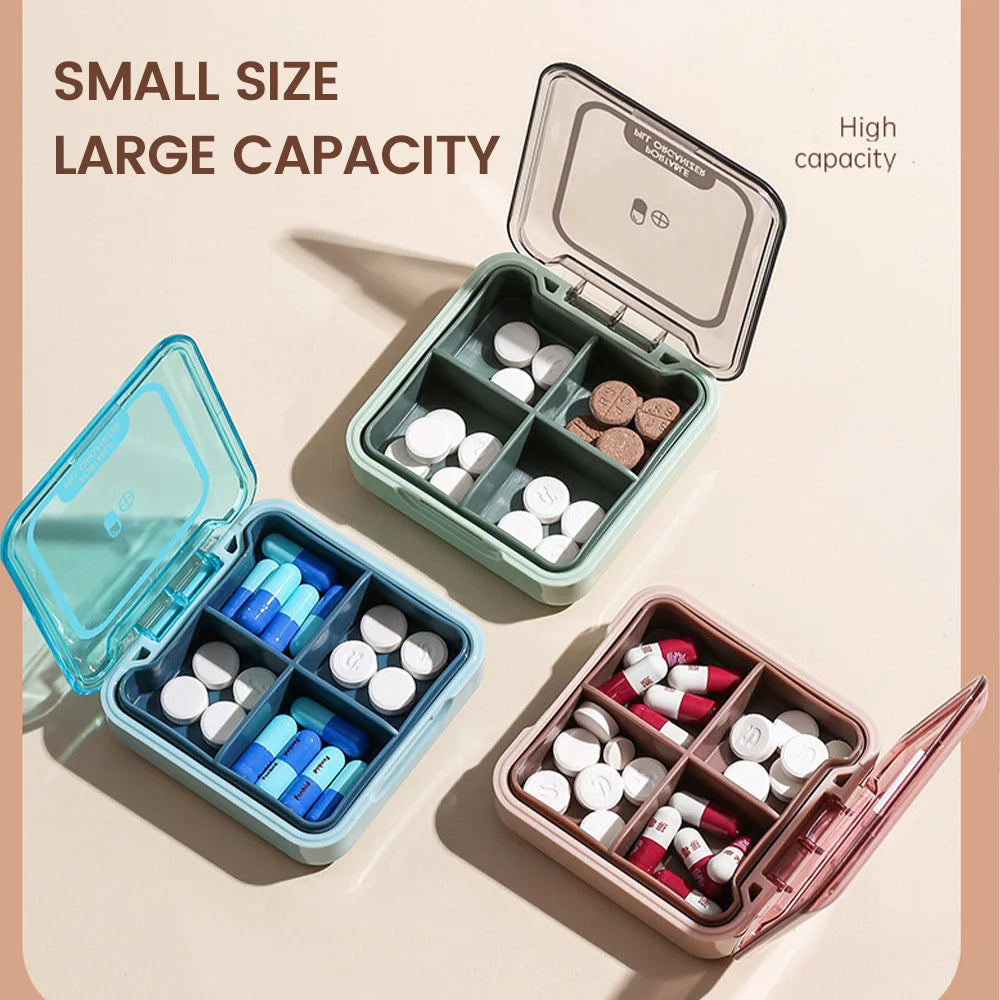 4 Grid Portable Pill Box Waterproof Medication Box Travel Pill Box Vitamin Tablet Container Plastic Box Capsule Organizer