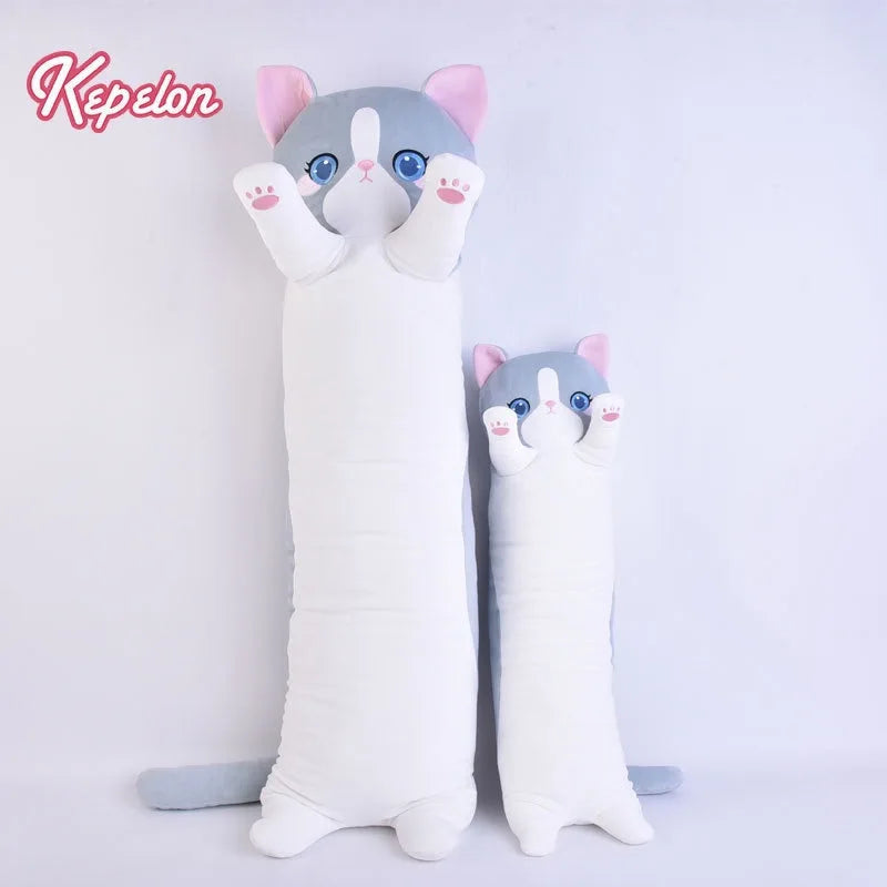 Soft Cat Plush Island Long Stripe Pillow Down Cotton Stuffed Cartoon Kitten Cats Doll Plushie Peluche Sleeping Leg Pillow Gift