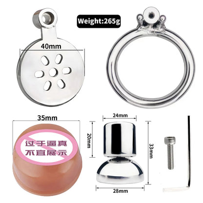 Artificial Simulation Vagina Pussy Chastity Cage Hollow Urethral Hole Metal Penis Lock Adult Sex Toys for Man Become Women Belt