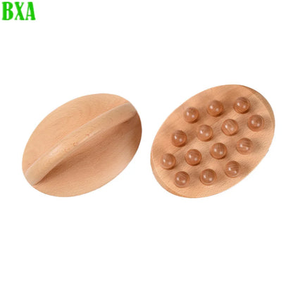 Scraping SPA Therapy Anti Cellulite Relaxation Tool Natural Wood Handheld Gua Sha Massage Brush 14 Beads Waist Leg Body Meridian