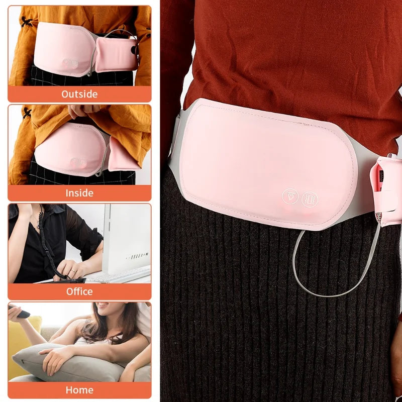 Electric Menstrual Heating Pad 6 Modes Abdomen Massage Waist Washable Warm Lady Uterus Reduce Menstrual Stomachache Waist Pain