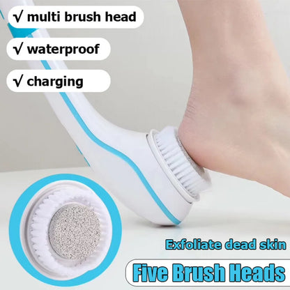 Long Handle Bath Brush Electric Body Massager Multifunction Cleaning Brush for Home Back Massage Automatic Rubbing Mud Brush