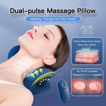 New Pulse Electric Cervical Neck Massage Pillow Heating Neck Stretcher Traction Shoulder Spine Chiropractic Muscle Relaxation