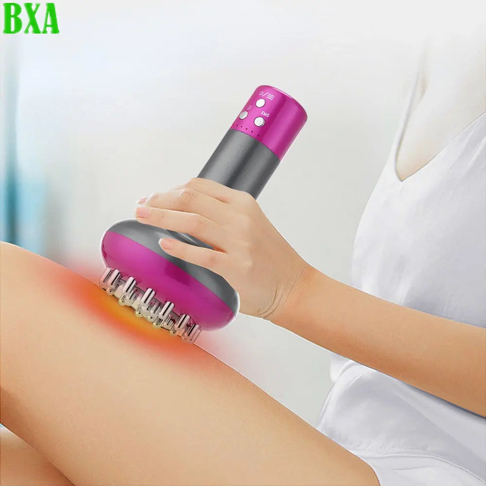 Electric 6 Speed Meridian Brush Rechargeable Microcurrent Vibration Heating Therapy Anti Cellulite Body Slimming Massager Guasha