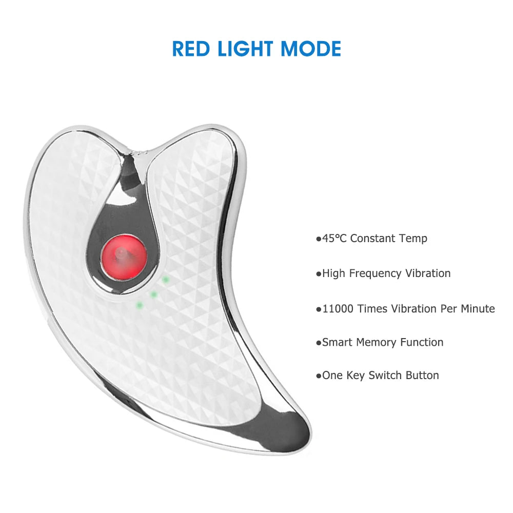 Facial Lift Guasha Beauty Massager Electric Guasha Board Heating Vibration Facial Massager Red & Blue Therapy Guasha Board Tools