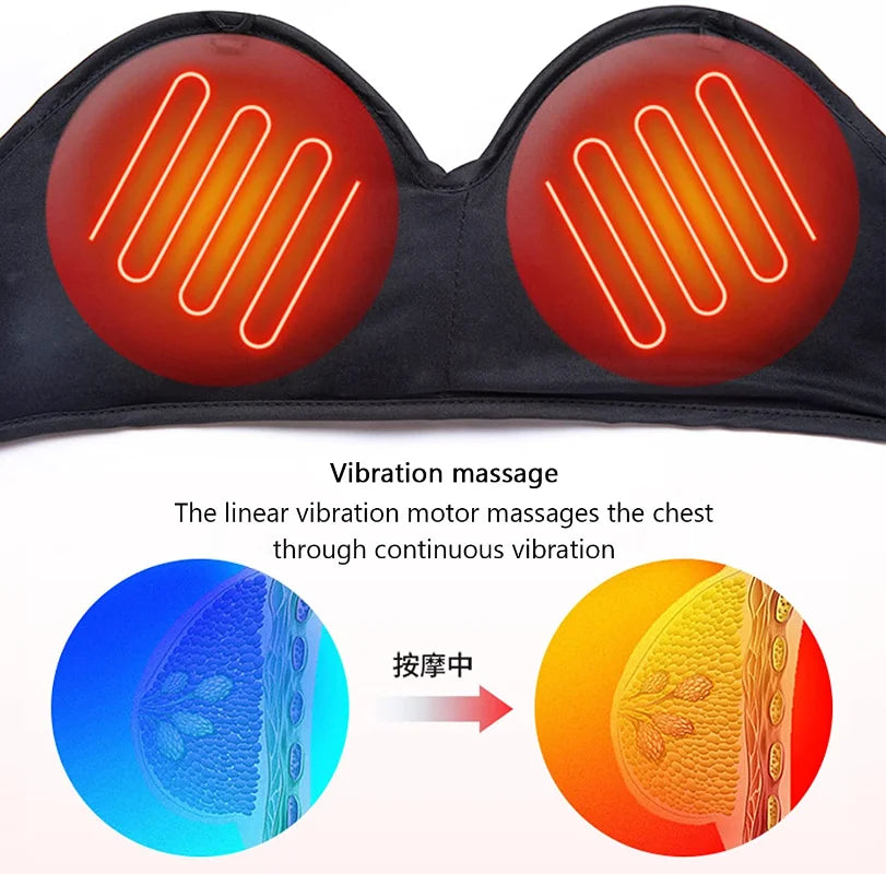 NEW Electronic Breast Massage Bra Infrared Heating Chest Large Stimulator Enhanced Massager Circulation Soothing Breasts