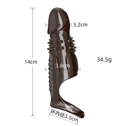 1ps Male Vibrating Silicone Cock Sleeve Ring Delay Ejaculation Vibrator Penis Cover Enlargement Women G Spot Stimulation Sex Toy