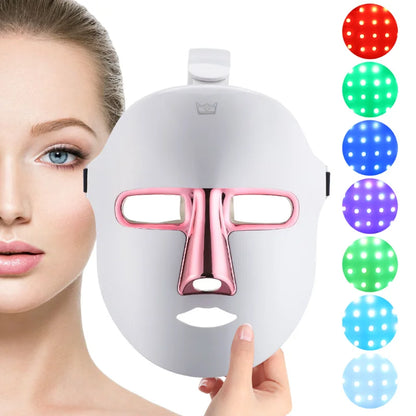 New Beauty LED Red Light Therapy Mask 7 Colors LED Mask Anti Wrinkle Skin Care Facial Radiofrequency Blue Light Acne Treatment